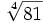 \sqrt[4]{81}\;