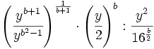 \left(\cfrac {y^{b+1}}{y^{b^2-1}} \right)^{\frac{1}{b+1}} \cdot \left(\cfrac {y}{2} \right)^b : \cfrac {y^2}{16^{\frac{b}{2}}}