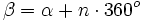 \beta = \alpha + n \cdot 360^o