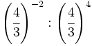 \left( \cfrac{4}{3} \right)^{-2} : \left( \cfrac{4}{3} \right)^4