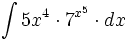 \int 5x^4 \cdot 7^{x^5} \cdot dx