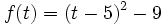 f(t)=(t-5)^2-9\;