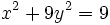 x^2+9y^2=9\,