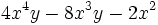 4x^4y-8x^3y-2x^2\;