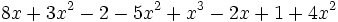 8x+3x^2-2-5x^2+x^3-2x+1+4x^2\;