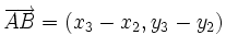 \overrightarrow{AB}=(x_3-x_2,y_3-y_2)