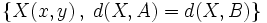 \big \{X(x,y) \, , \; d(X,A)=d(X,B) \big \}
