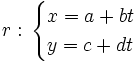 r: \, \begin{cases} x=a+bt \\ y=c+dt \end{cases}