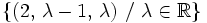 \left\{ (2, \, \lambda-1, \, \lambda) \ / \ \lambda \in \mathbb{R} \right\}