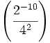 \left( \cfrac{2^{-10}}{4^2} \right)\;