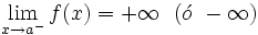 \lim_{x \to a^-} f(x)=+ \infty \ \ (\acute{o} \ -\infty)