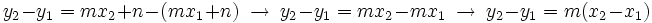 y_2-y_1=mx_2+n-(mx_1+n) \ \rightarrow \ y_2-y_1=mx_2-mx_1 \ \rightarrow \ y_2-y_1=m(x_2-x_1)