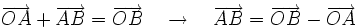 \overrightarrow{OA}+\overrightarrow{AB}=\overrightarrow{OB} \quad \rightarrow \quad \overrightarrow{AB}=\overrightarrow{OB}-\overrightarrow{OA}