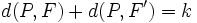 d(P,F)+d(P,F')=k\,