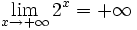 \lim_{x \to + \infty} 2^x= + \infty