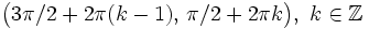 \big( 3 \pi / 2+2 \pi (k-1) , \, \pi /2 +2 \pi k \big), \ k \in \mathbb{Z}