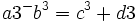 a3^-b^3=c^3+d3\;