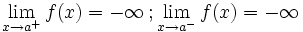 \lim_{x \to a^+} f(x)=-\infty \, ;  \lim_{x \to a^-} f(x)=-\infty