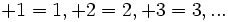 +1 = 1, +2 = 2, +3 = 3, ...\;