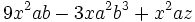 9x^2ab-3xa^2b^3+x^2az\;