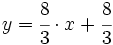 y=\cfrac {8}{3} \cdot x+ \cfrac {8}{3}