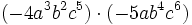 (-4a^3b^2c^5) \cdot (-5ab^4c^6)\,