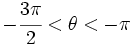 -\cfrac{3\pi}{2} < \theta < -\pi
