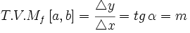 T.V.M_f \,[a,b]=\cfrac{\mathcal{4}y}{\mathcal{4}x}=tg\, \alpha=m