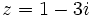 z=1-3i\;