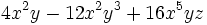 4x^2y-12x^2y^3+16x^5yz\;