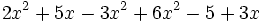 2x^2+5x-3x^2+6x^2-5+3x\;