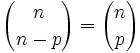 {n\choose {n-p}} = {n\choose p}