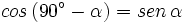 cos \, (90^\circ-\alpha)= sen \, \alpha