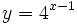 y=4^{x-1}\;
