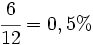 \cfrac{6}{12}=0,5%