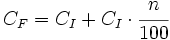 C_F = C_I + C_I \cdot \cfrac{n}{100}