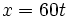 x = 60t\;