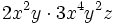 2x^2y \cdot 3x^4y^2z\;\!