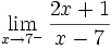 \lim_{x \to 7^-} \frac{2x+1}{x-7}