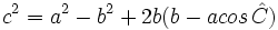 c^2 = a^2-b^2 +2b (b-a cos \, \hat C)