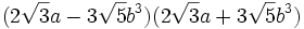(2\sqrt{3}a-3\sqrt{5}b^3)(2\sqrt{3}a+3\sqrt{5}b^3)\,