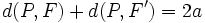 d(P,F)+d(P,F')=2a\,