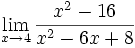 \lim_{x \to 4} \frac{x^2-16}{x^2-6x+8}