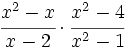 \cfrac{x^2-x}{x-2} \cdot \cfrac{x^2-4}{x^2-1}