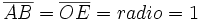 \overline{AB} = \overline{OE}= radio = 1