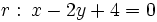 r: \, x-2y+4=0