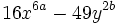 16x^{6a}-49y^{2b}\;