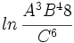 ln \, \cfrac{A^3B^48}{C^6}