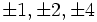 \pm 1, \pm 2, \pm 4