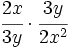 \cfrac{2x}{3y} \cdot \cfrac{3y}{2x^2}\;